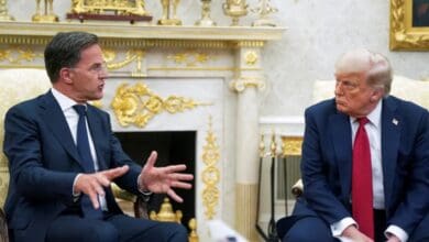 US President Donald Trump with NATO chief Mark Rutte at the White House