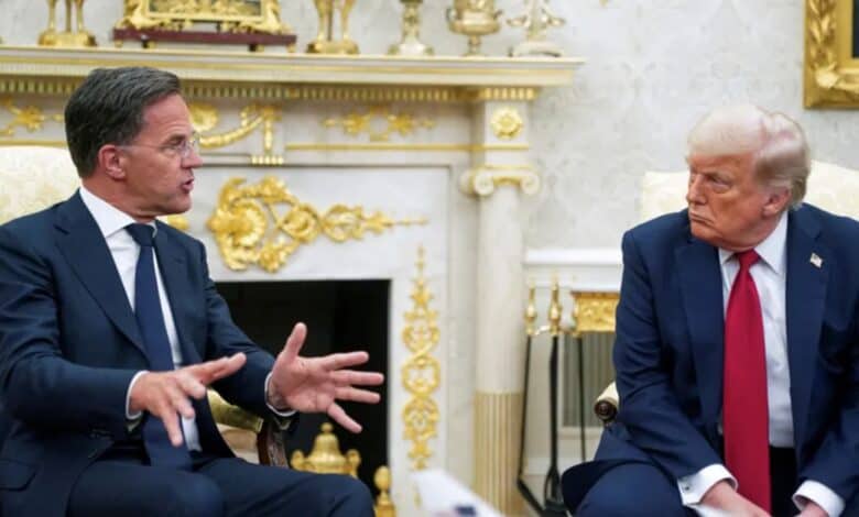 US President Donald Trump with NATO chief Mark Rutte at the White House