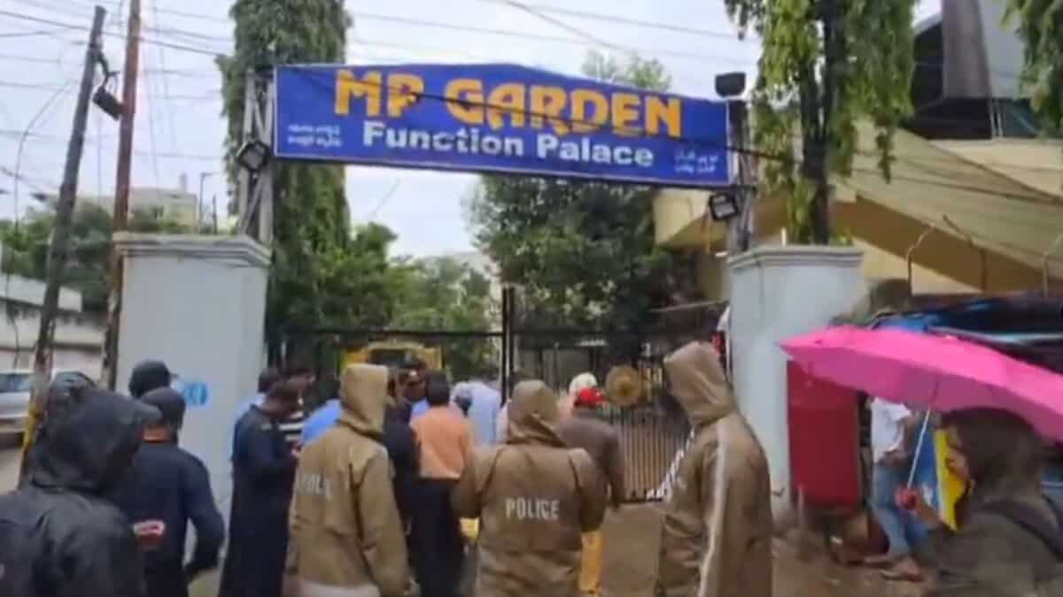 Telangana Housing Board officials at the MP Garden Function Hall in Hyderabad's Mehdipatnam