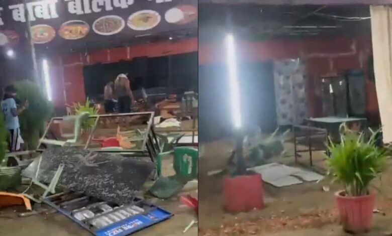 Kanwar Yatra pilgrims vandalise an eatery shop in UP's Muzaffarnagar