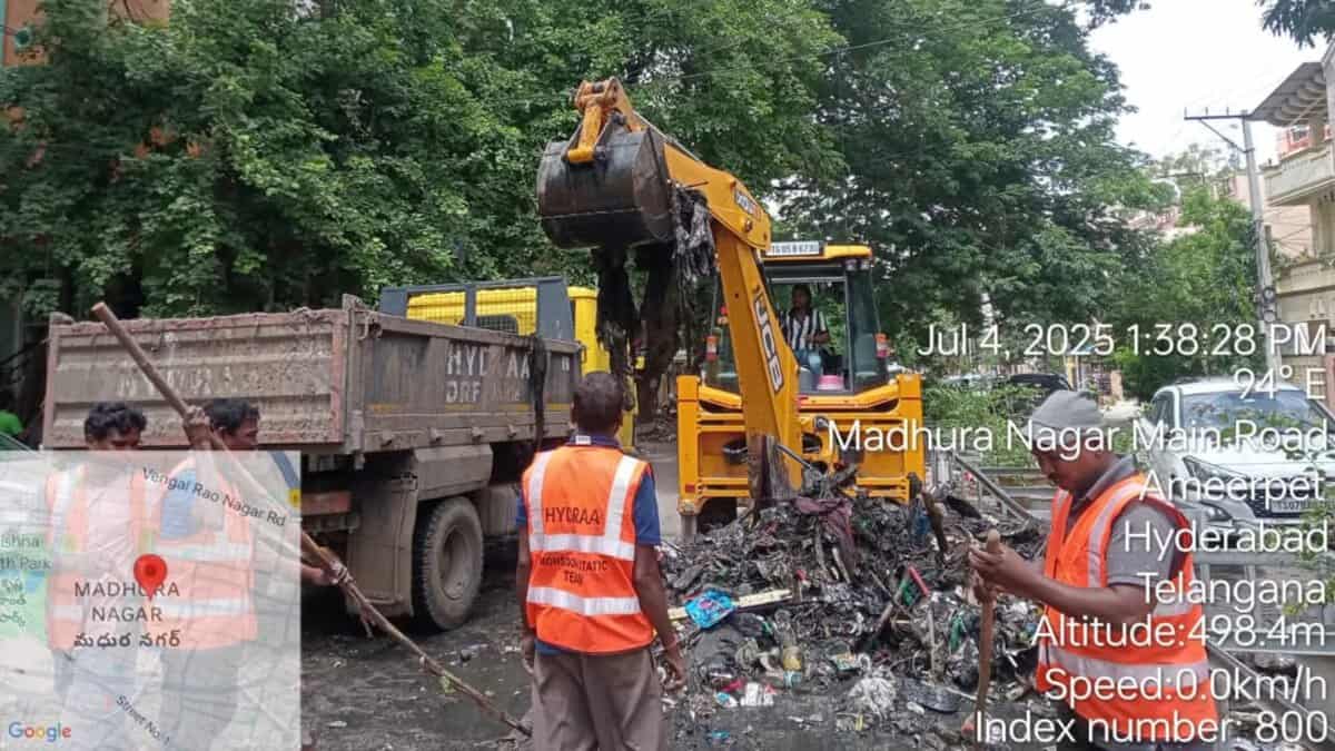 Hydraa clears drains ahead of monsoons in Hyderabad