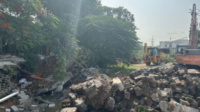 Demolition drive to clear encroachments in Hyderabad.