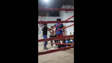 Boxers fight after the match in Hyderabad