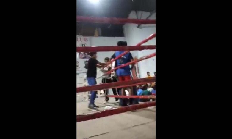 Boxers fight after the match in Hyderabad