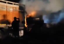 Lorries collide, catch fire on highway in Telangana