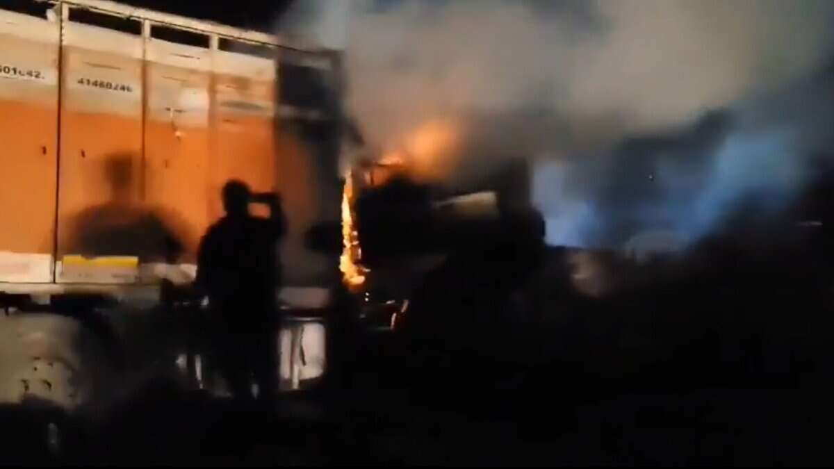 Lorries collide, catch fire on highway in Telangana