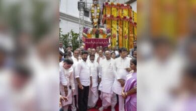 In this image posted by @revanth_anumula via X on July 4, 2025, Telangana Chief Minister A Revanth Reddy, AICC President Mallikarjun Kharge and others during the unveiling of the statue of former CM of erstwhile Andhra Pradesh (undivided) K Rosaiah on the occasion of the latters 92nd birth anniversary, in Hyderabad.
