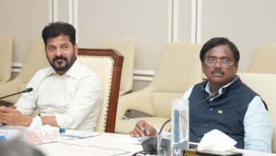 Telangana Chief Minister Revanth Reddy with Minister of Labour Vivek Venkatswamy