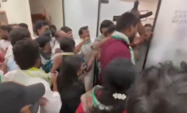 Video: MLC Teenmaar Mallanna’s office vandalised, gunshots fired