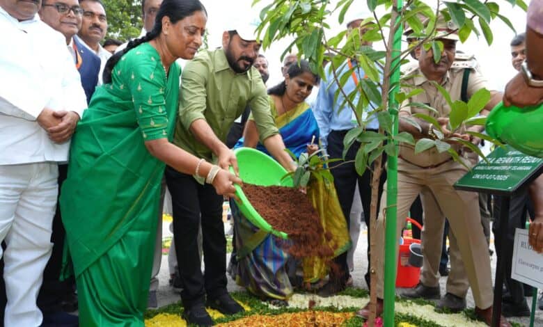 Telangana Environment minister Konda Surekha takes part in Van Mohatsav celebrations