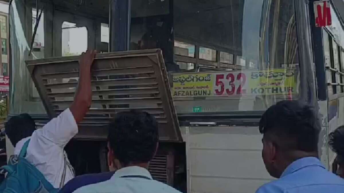 RTC bus catches Fire in Hyderabad