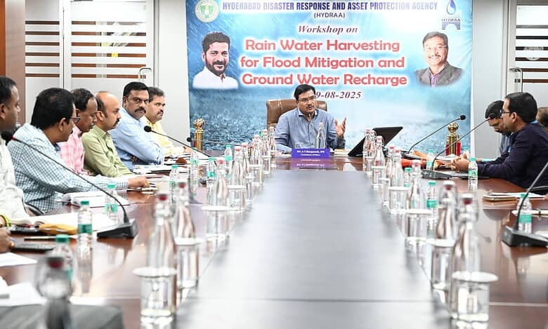 Rain water harvesting workshop for flood mitigation and ground water recharge in Hyderabad.