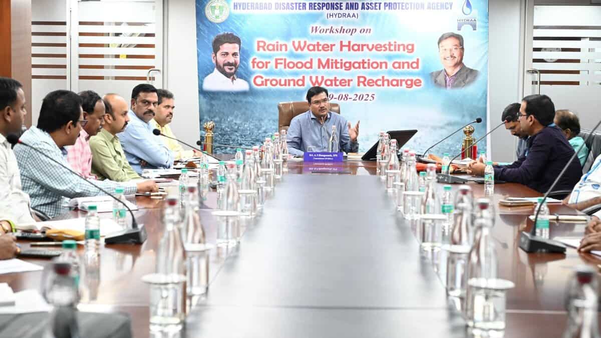 Rain water harvesting workshop for flood mitigation and ground water recharge in Hyderabad.