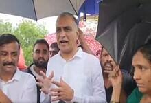 Harish Rao addresses the media in Medak