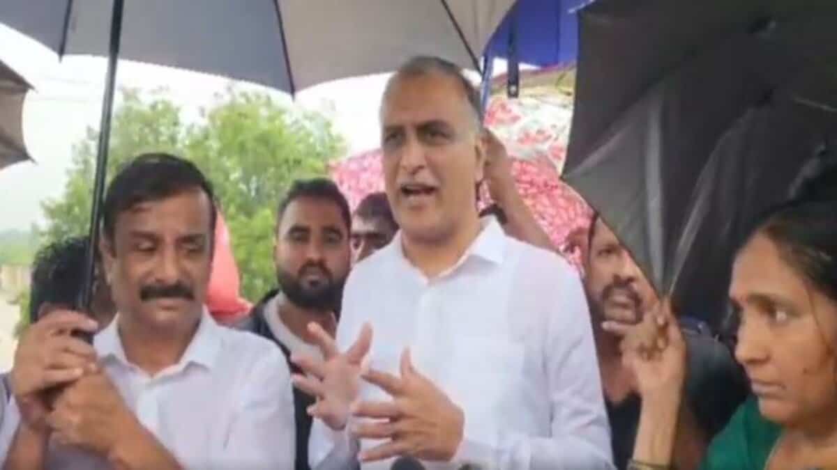 Harish Rao addresses the media in Medak