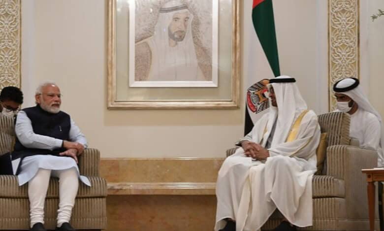 An image of Prime Minister Narendra Modi with UAE President Sheikh Mohamed bin Zayed Al Nahyan, taken in Abu Dhabi in 2022.