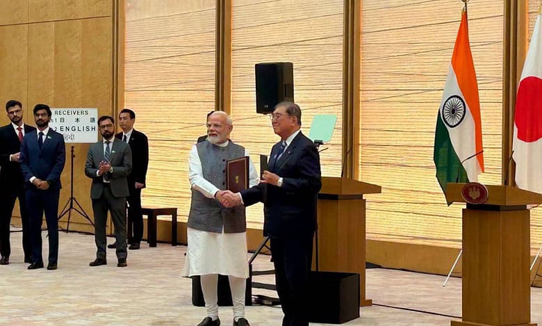 India's PM modi with Japan's PM shiba