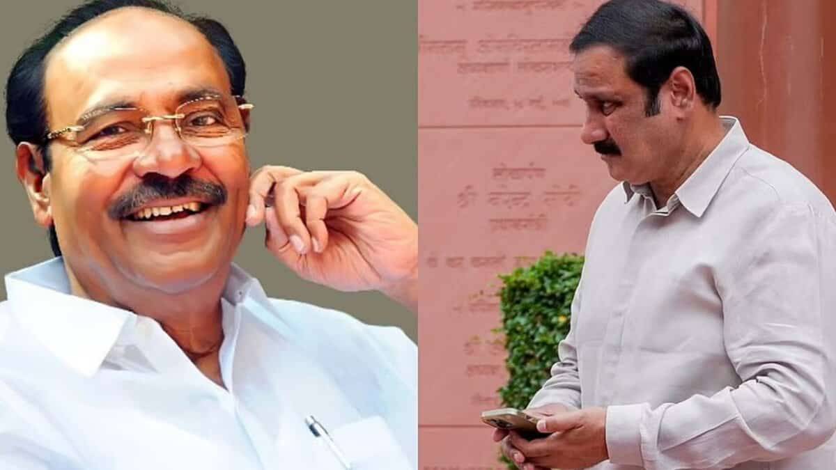 PMK founder S Ramadoss (left) and his Anbumani Ramadoss. Credit X@drramadoss and PTI)