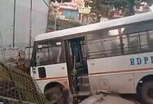 Bus fall into a culvert at Jeedimetla