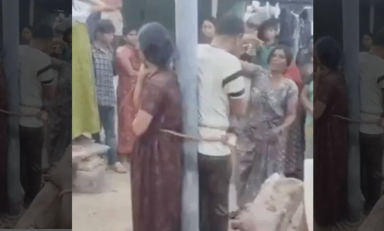 A couple is being beaten in Nalgonda