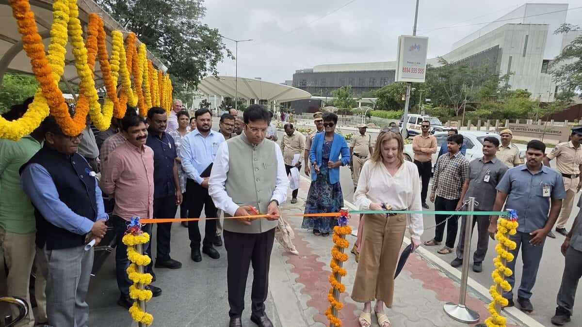 D Sridhar Babu (Left) and Jennifer Larson (Right) at US Consulate in Hyderabad.
