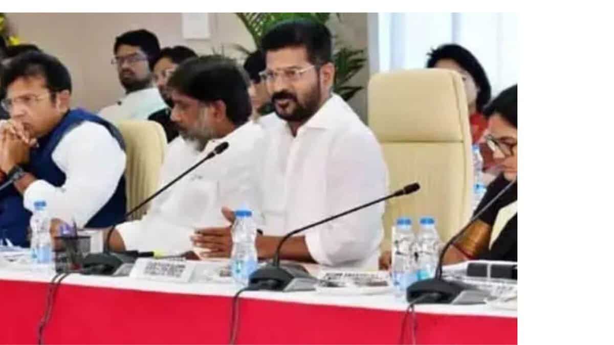 Telangana CM Revanth Reddy addresses a cabinet meeting