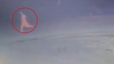 A 22-year-old mentally challenged deaf and mute woman (circled red) seen running from her rapist in Uttar Pradesh
