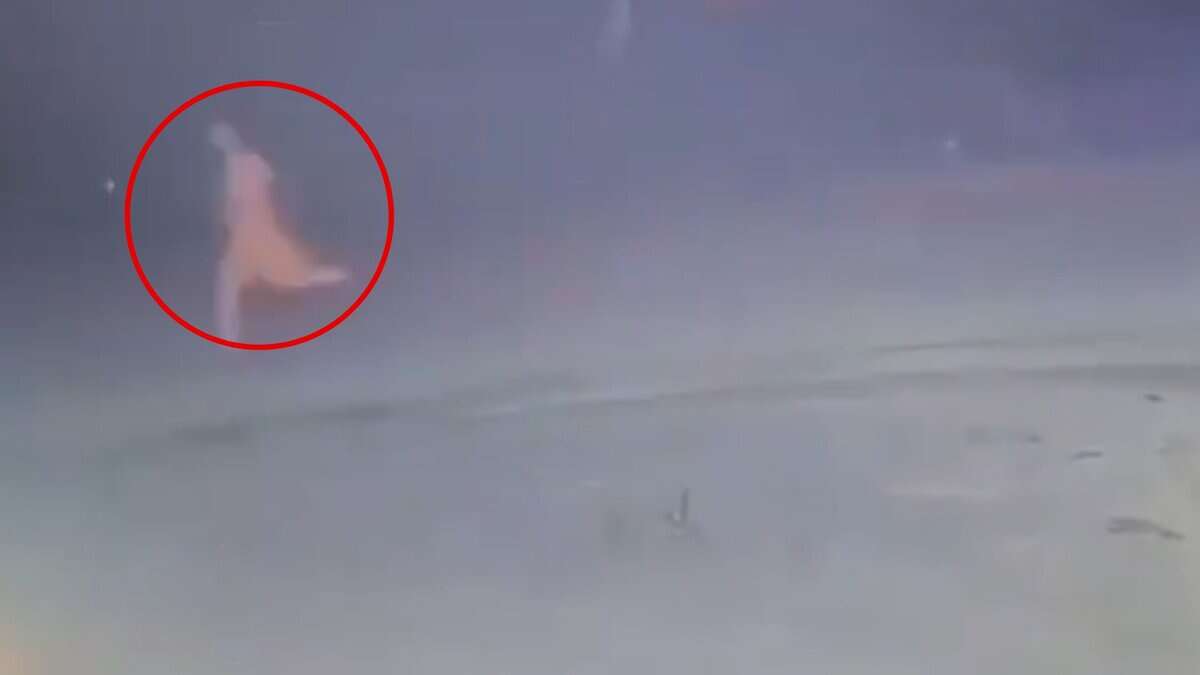 A 22-year-old mentally challenged deaf and mute woman (circled red) seen running from her rapist in Uttar Pradesh