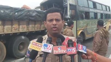 A police official briefs the media about the accident