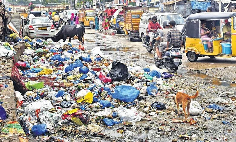 Garbage in littered in Telangana