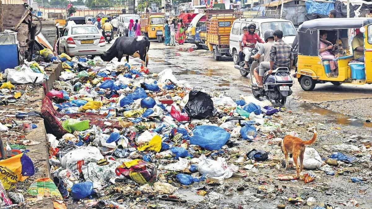 Garbage in littered in Telangana