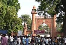 Students of Aligarh Muslim University continued their protests against fee hike