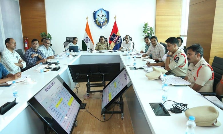 Hyderabad police commissioner holds a review meeting