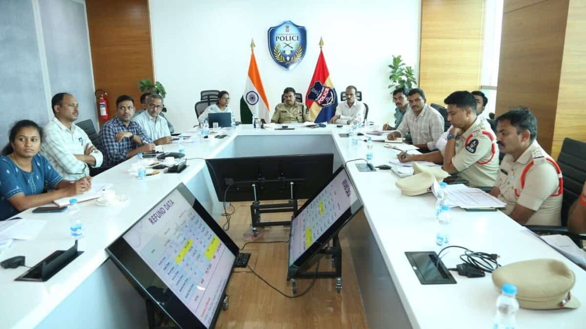 Hyderabad police commissioner holds a review meeting