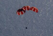 ISRO successfully accomplishes first Integrated Air Drop Test (IADT-01) for end to end demonstration of parachute based deceleration system for Gaganyaan missions. (@isro/X via PTI Photo)