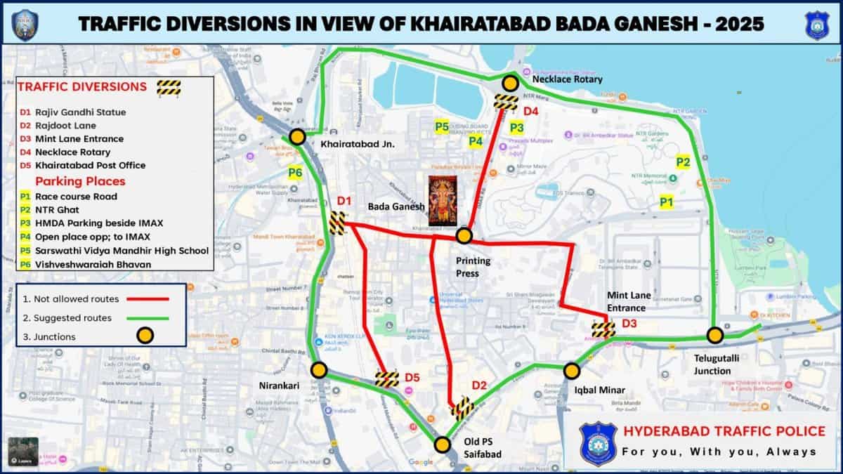 Traffic diversion map for Khairatabad Bada Ganesh