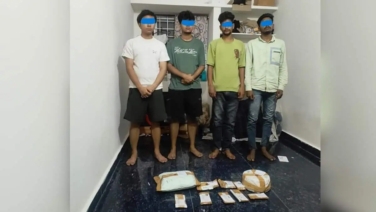 Telangana police ‘EAGLE’ arrested a four-member gang for supplying drugs to university students in Hyderabad