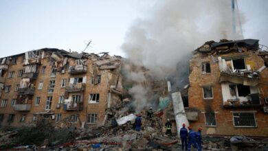 A destroyed apartment in Kyiv. Russia launched massive air attack with cruise missiles on Thursday