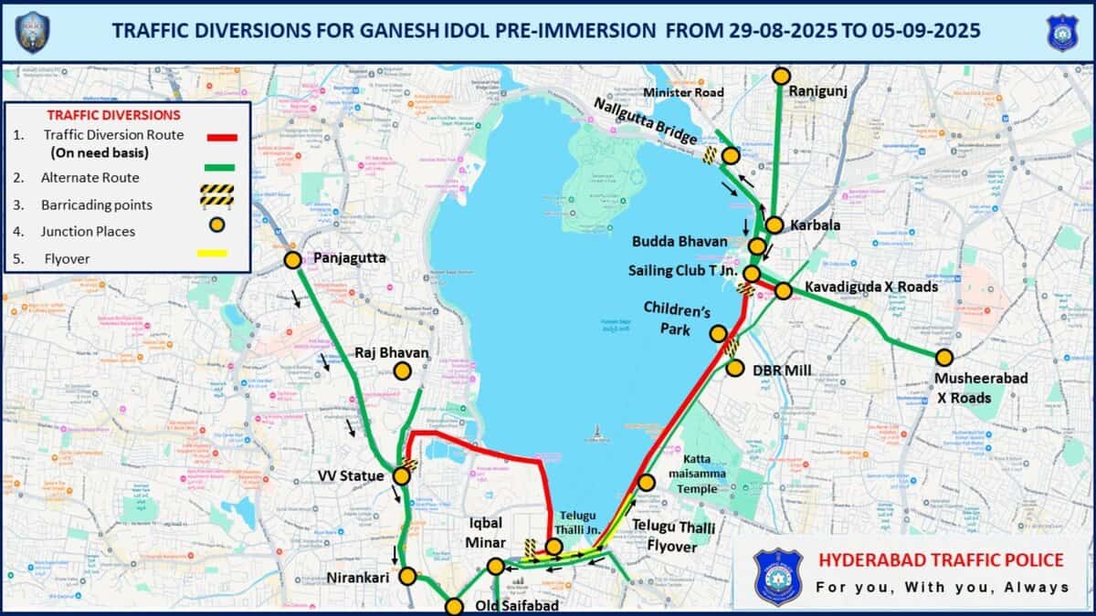 Traffic diversions in Hyderabad for Ganesh Chaturthi