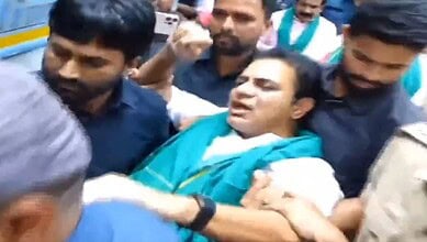 BRS working president KTR detained in Hyderabad