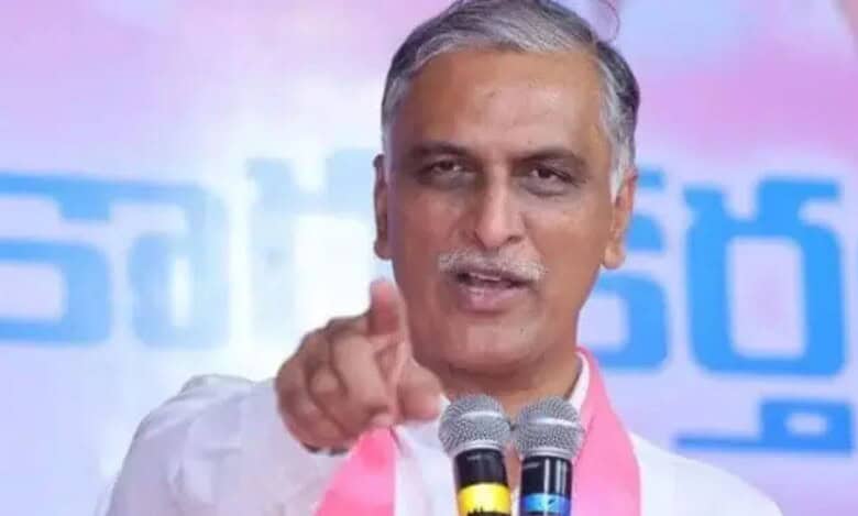 BRS MLA T Harish Rao addresses a gathering