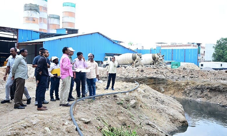 HYDRAA chief inspects Vasavi Constructions encroachments in Hyderabad