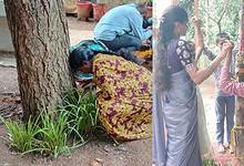 Students in educational institutions tie Rakhis to trees celebrating 'Vrukshabandhan' as part of 'Rakshabandhan' this year.
