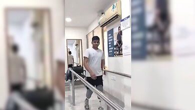 Telangana man who lost his legs walks again using prosthetic legs.