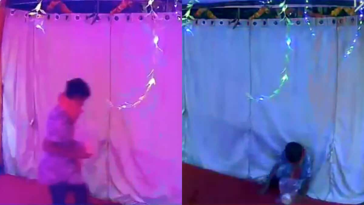 Man steals laddu from a Ganesh pandal