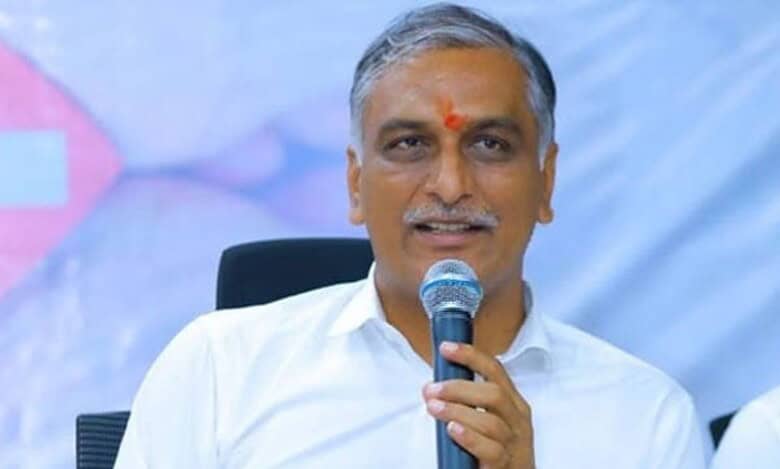 BRS MLA Harish Rao addresses a press conferecence