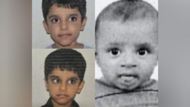 A collage showing the three deceased children — Mohammed Sadeq Ahmed (6), Mohammed Adil Ahmed (6), and Mohammed Yusuf Ahmed (3).