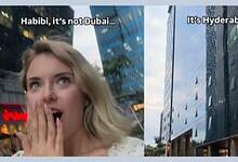 The image of Russian vlogger surprised while comparing Hyderabad’s modern skyline to Dubai.