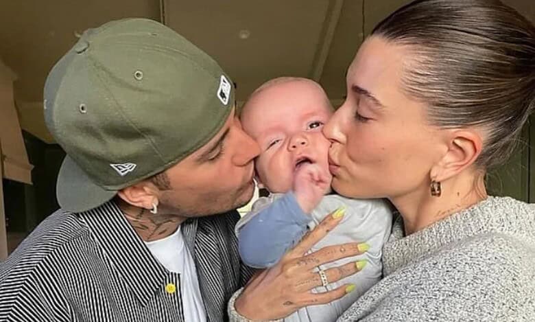 Justin and Hailey with son