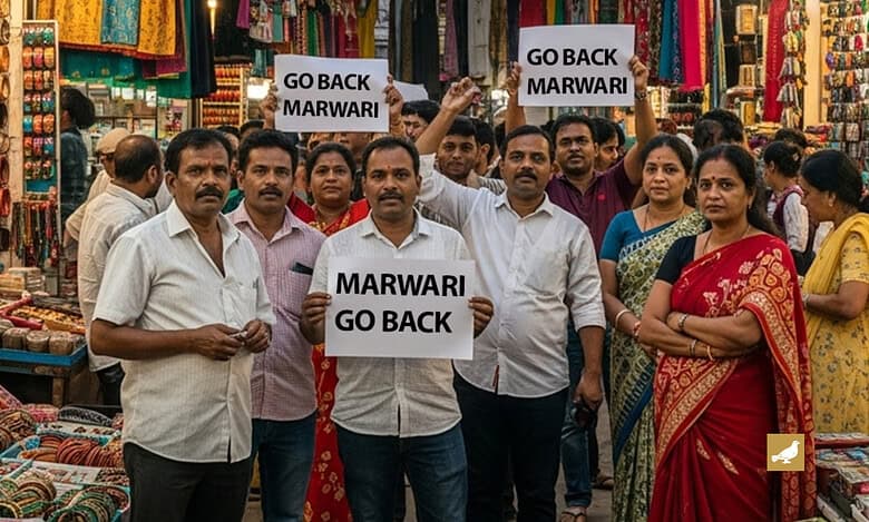 An AI-generated image of the Marwari Go Back campaign